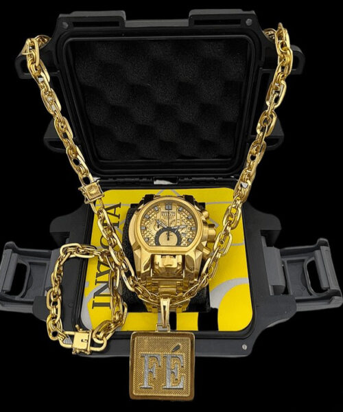 Kit Relógio Invicta + Corrente Imperador (10mm) + Pingente + Pulseira - Banhado Ouro 18k