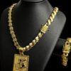 Kit Completo Cordao Pingente Sao Jorge Pulseira Preto