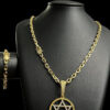 Kit Cordao Pulseira Pingente Estrela Davi Preto
