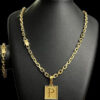 Kit Cordao Pulseira Pingente Letra Preto