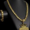 Kit Dubai Supremo 13Mm Pingente Revoada Banhado A Ouro 18K Preto