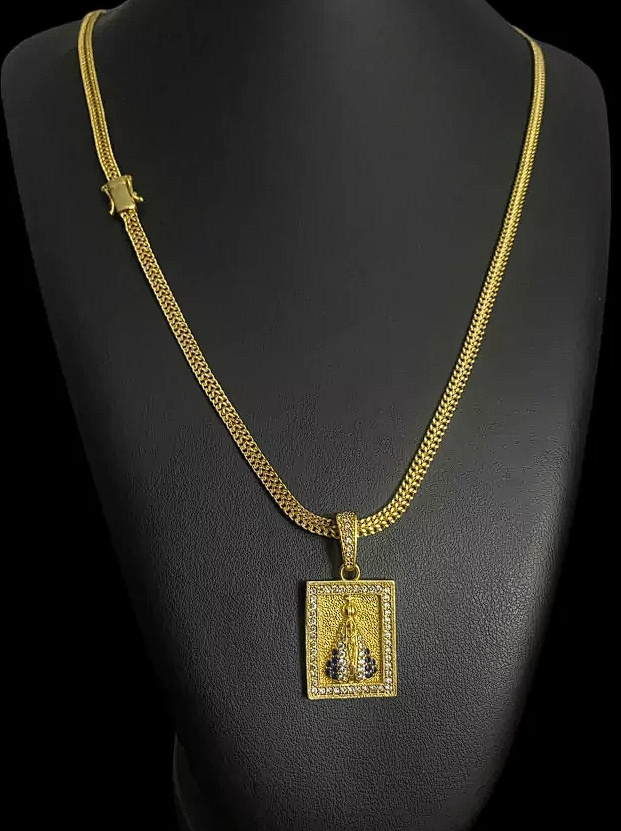 Lacraia 5Mm Pingente Nossa Senhora Banhado A Ouro 18K 2
