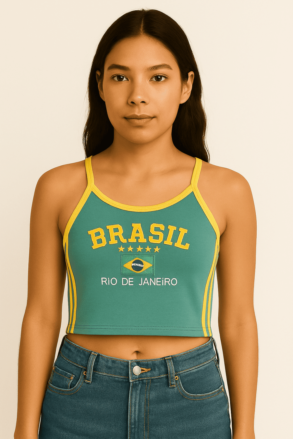 Camisa Do Brasil Suplex Bordada Retrô - Imagem 17
