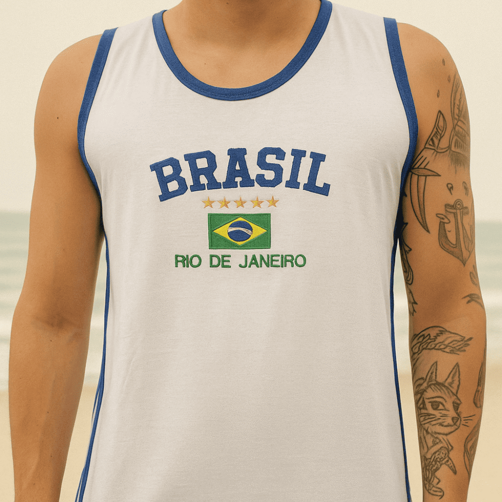 Camisa Regata Do Brasil Bordada - Imagem 12