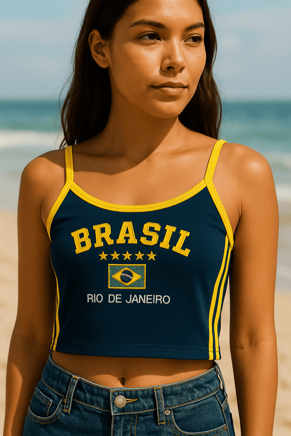 Camisa Do Brasil Suplex Bordada Retrô - Imagem 15