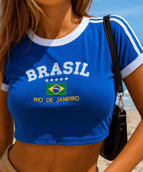 Cropped do Brasil Bordada Retrô