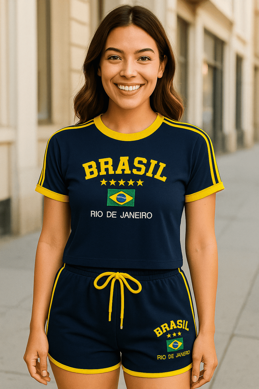 Camisa Do Brasil + Short Do Brasil Bordado Retrô - Imagem 18