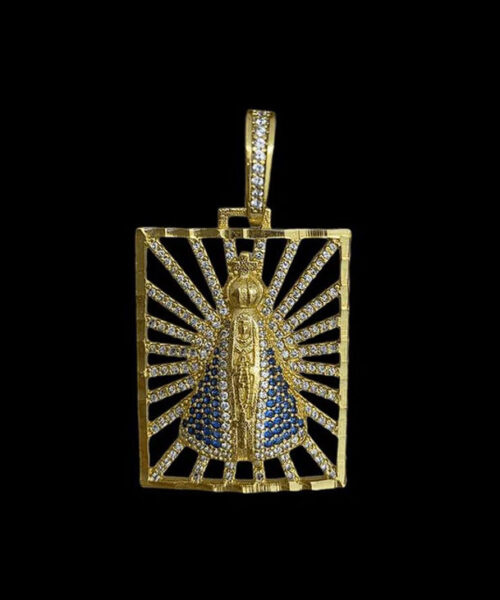 Pingente Nossa Senhora Vazado g - Banhado a Ouro 18k