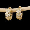 Par De Brincos Coracao Cravejados Banhado A Ouro 18K Triplo Preto
