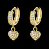 Par De Brincos Coracao Cravejados Banhado A Ouro 18K Preto