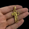 Pingente Cruz Fio Pp Para Cordao 1Mm E 2Mm Banhado A Ouro Preto
