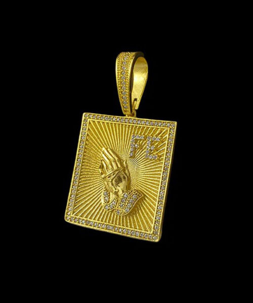 Pingente Fé + mão Gg - Banhado a Ouro 18k