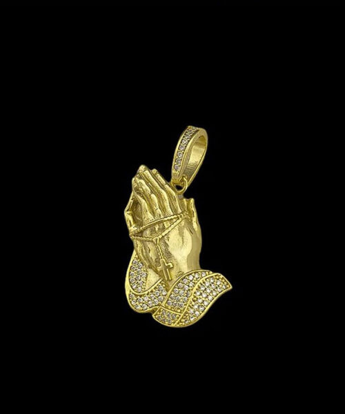 Pingente Fé Mão m - Banhado a Ouro 18k