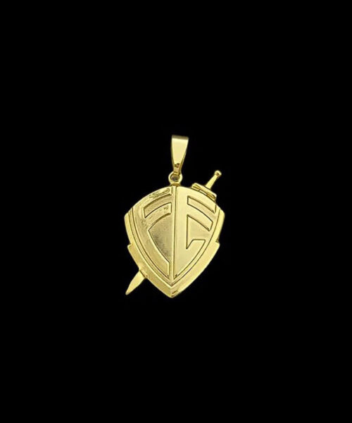 Pingente Escudo Fé - Banhado a Ouro 18k