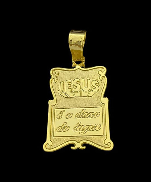 Pingente Jesus é o Dono g - Banhado a Ouro 18k