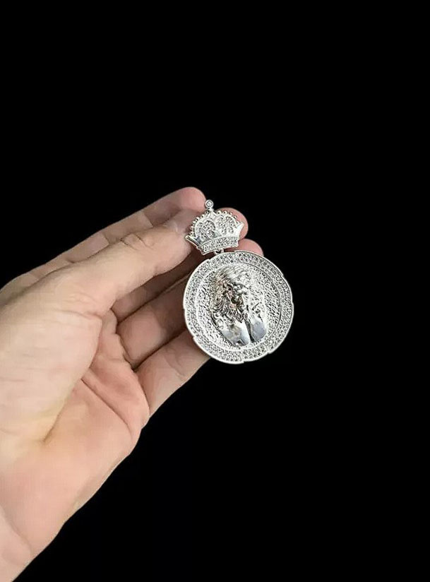 Pingente Personalizado Jesus Cristo Banhado A Prata 925 Preto