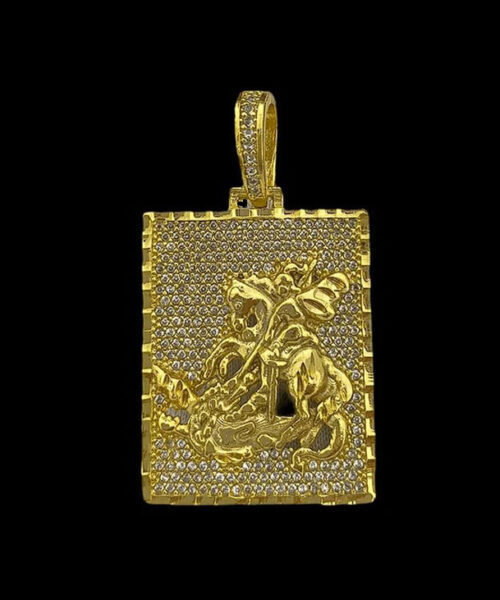 Pingente São Jorge Cravejado g - Banhado a Ouro 18k