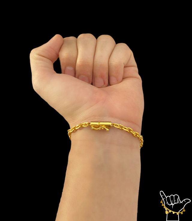 Pulseira Cadeado 4Mm Banhada A Ouro 18K2
