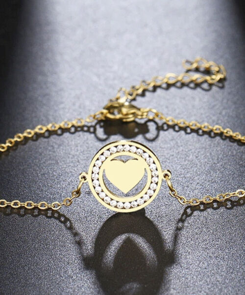 Pulseira Coração Feminina - Banhada a Ouro 18k