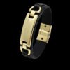 Pulseira Couro 13Mm Banhado A Ouro 18K Livre Me Do Mal