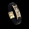 Pulseira Couro Aparecida 13Mm Banhado A Ouro 18K