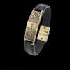 Pulseira Couro Fe 13Mm Banhado A Ouro 18K