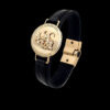 Pulseira Couro Sao Jorge 13Mm Banhado A Ouro 18K