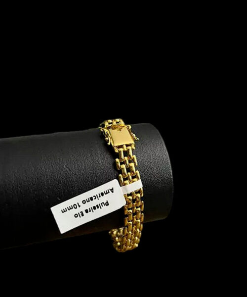 Pulseira Elo Americano 10mm - Banhado a Ouro 18k