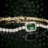 Pulseira Feminina Cravejada Em Pedras Banhada A Ouro 18K Verde P