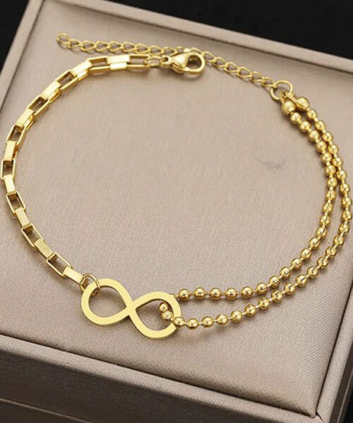 Pulseira Feminina Infinito - Banhada a Ouro 18k