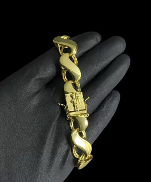 Pulseira Friso s 16mm Fecho Jacaré - Banhado a Ouro 18k