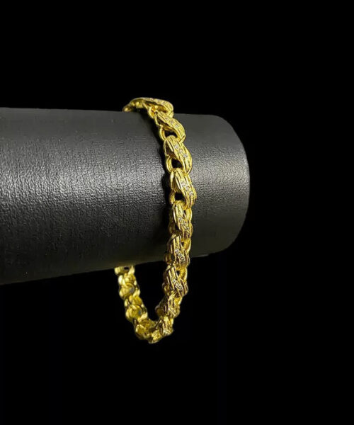 Pulseira Friso s Cravejado 8mm - Banhado Ouro 18k