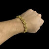 Pulseira Friso S Vazado 13Mm Fecho Jesus Cristo Banhado A Ouro 18K Preto