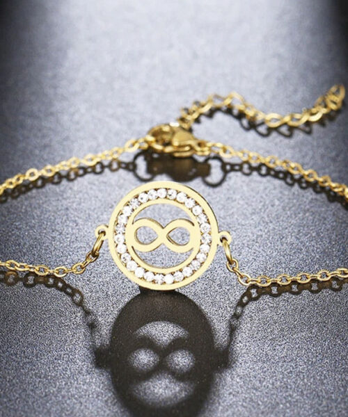 Pulseira Infinito Feminina - Banhada a Ouro 18k