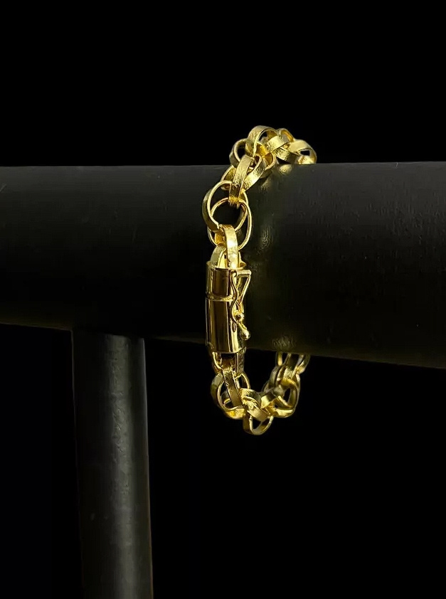 Pulseira Trancado 12Mm Banhado A Ouro 18K 3 1