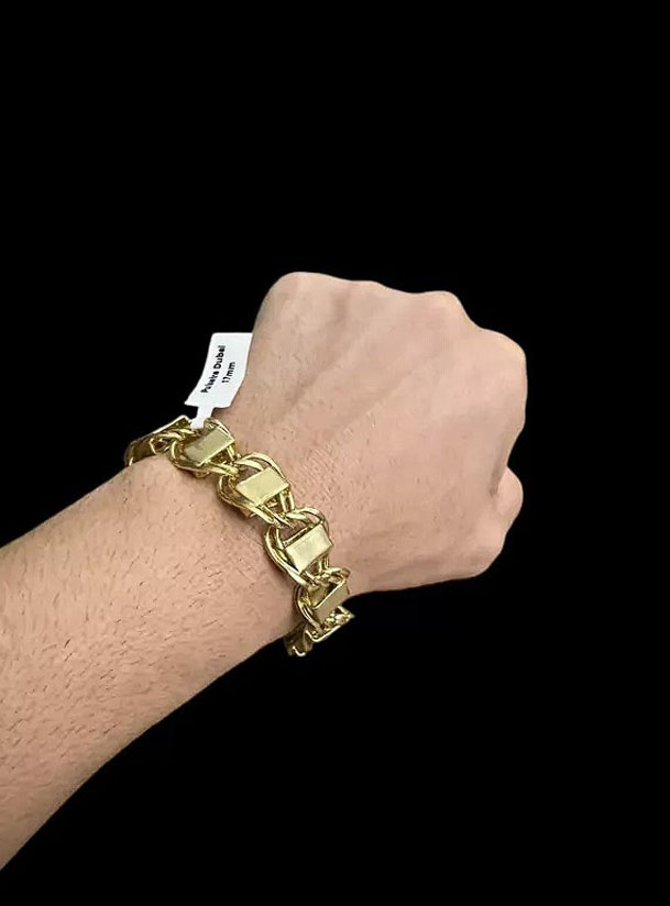 Pulseira 17Mm Dubai Banhado A Ouro 18K Preto