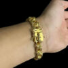 Pulseira Friso 12Mm Fecho Jacare Banhado A Ouro 18K Preto