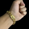 Pulseira Friso 12Mm Fecho Mao Orando Banhado A Ouro 18K Preto