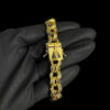 Pulseira Friso 12Mm Fecho Nossa Senhora Banhado A Ouro 18K Preto