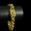 Pulseira Friso 12Mm Fecho Sao Jorge Banhado A Ouro 18K Preto