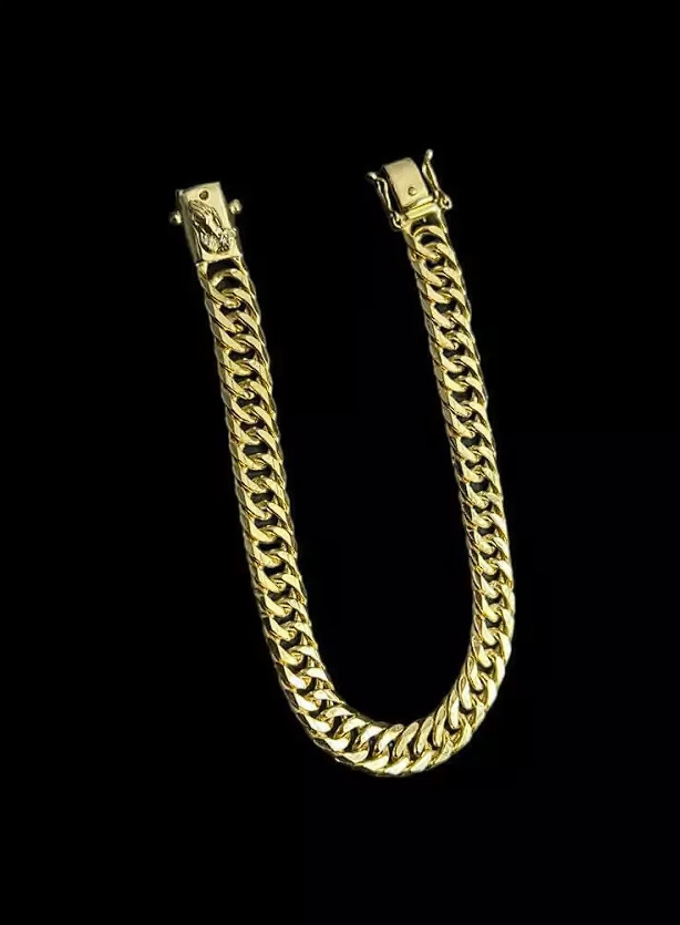 Pulseira Grumet 10Mm Fecho Mao Orando Banhado A Ouro 18K 2