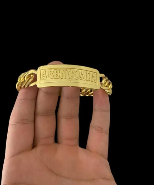 Pulseira Grumet 13mm "Abençoada" - Banhado a Ouro 18k