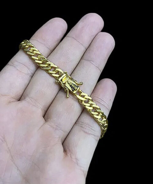 Pulseira Grumet 7mm Fecho Santa - Banhado a Ouro 18k