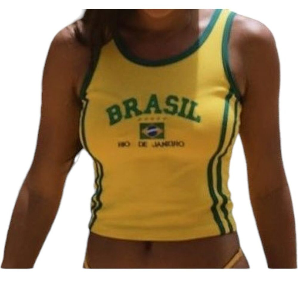 Regata Cropped Do Brasil Bordada Retrô Vintage - Imagem 10