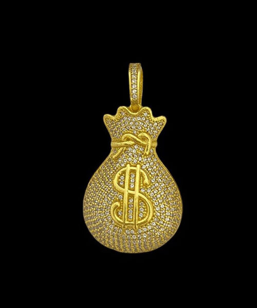 Pingente Saco de Dinheiro g - Banhado a Ouro 18k