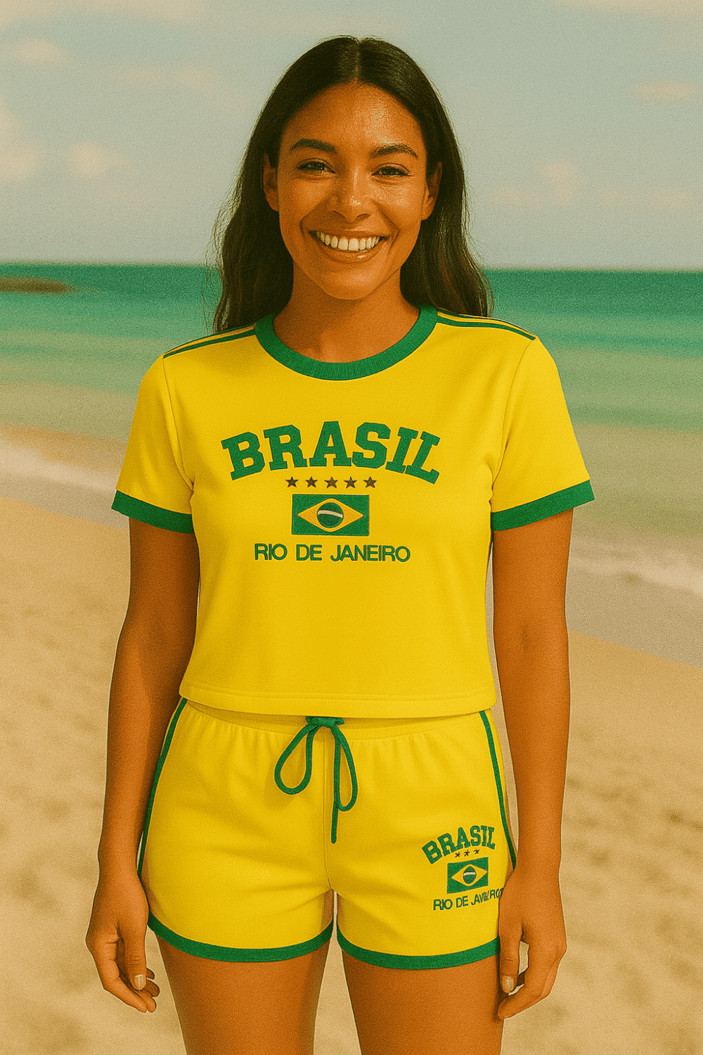 Camisa Do Brasil + Short Do Brasil Bordado Retrô - Imagem 6