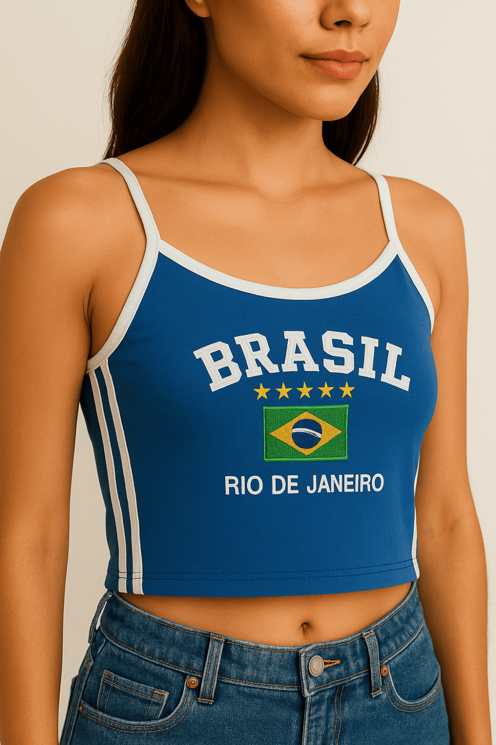Camisa Do Brasil Suplex Bordada Retrô - Imagem 5