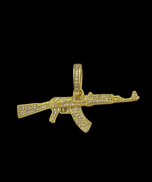 Pingente Fuzil Cravejado g - Banhado a Ouro 18k