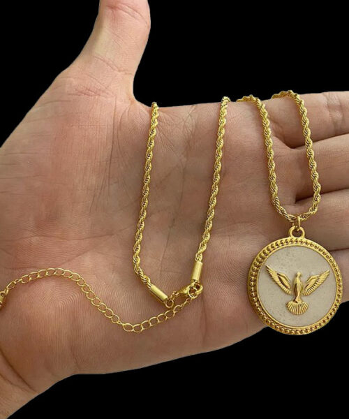 Cordão Feminino Baiano 5mm + Pingente Espírito Santo - Banhado Ouro 18k
