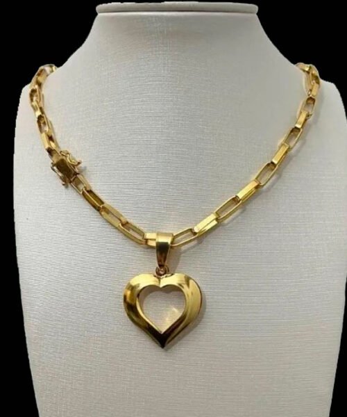 Cordão 6mm Tijolinho Feminino + Pingente - Banhado A Ouro 18k